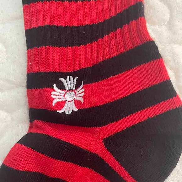Chrome Hearts Red And Black Striped Knitted Crew Socks - Picture 6 of 6